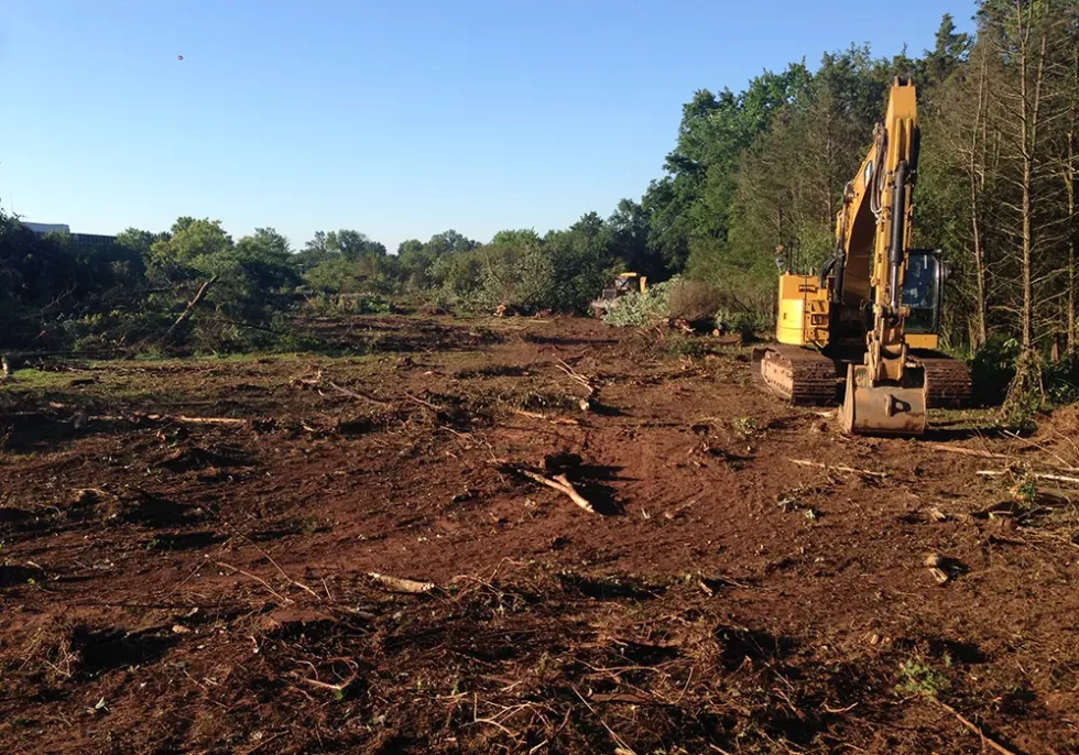 Heavy machinery digging at Metlife Bridgewater construction area
